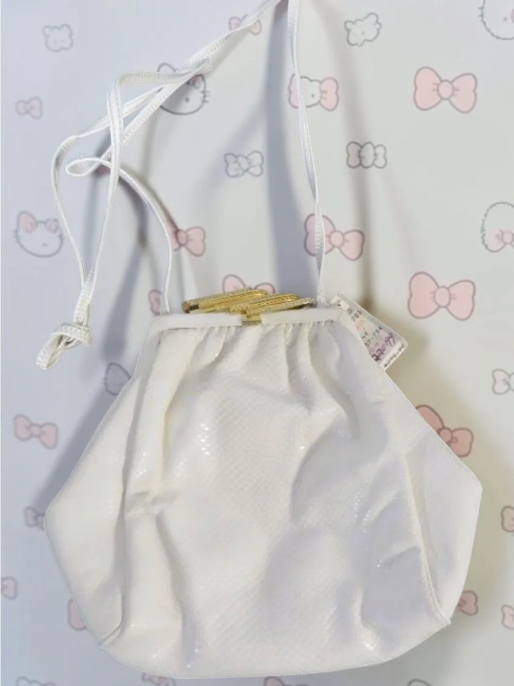 Vintage Sharif White Textured Leather Crossbody Evening Bag